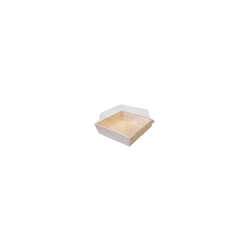 7'' x 7'' Balsa Wood Tray with Clear Cover - 100 pcs