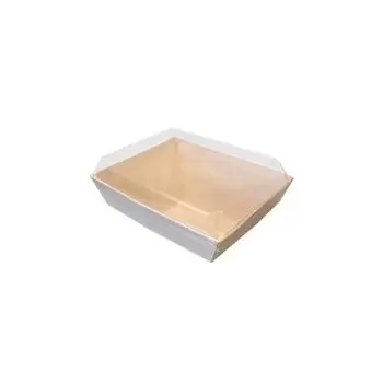 7'' x 5'' Balsa Wood Tray with Clear Cover - 100 pcs