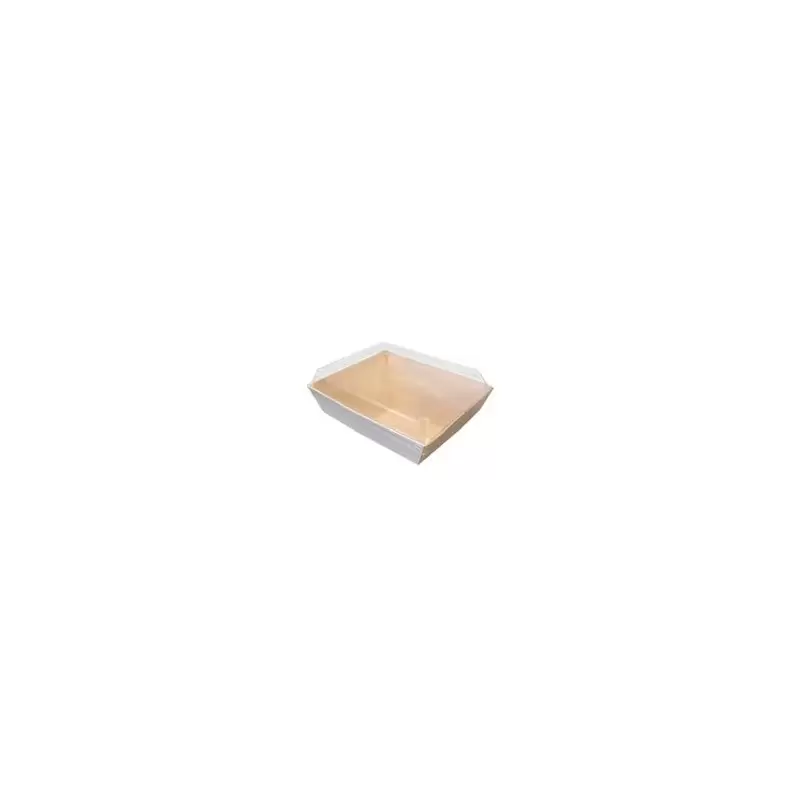 7'' x 5'' Balsa Wood Tray with Clear Cover - 100 pcs