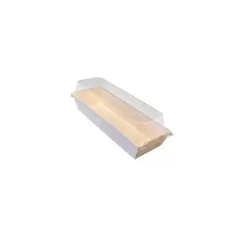 7.7"X3" Balsa Wood Tray with Clear Cover - 100 pcs