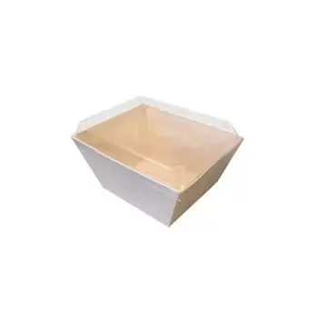 6'' x 8''x3 Balsa Wood Tray with Clear Cover - 100 pcs