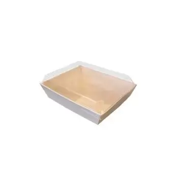 6'' x 8''x2 Balsa Wood Tray with Clear Cover - 100 pcs