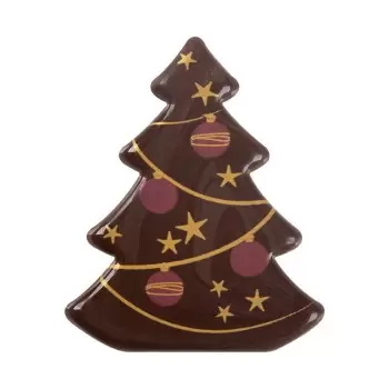 Belgian Chocolate Decoration- Christmas Tree with Ornaments - Dark - 60 pcs