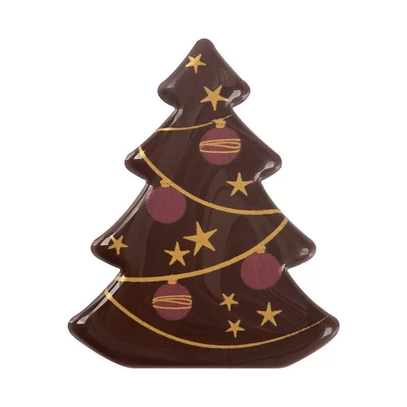 Belgian Chocolate Decoration- Christmas Tree with Ornaments - Dark - 60 pcs