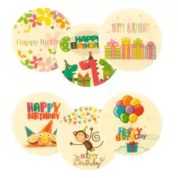 Belgian Chocolate Decoration Assortment Childhood Birthday Assortment Cake Topper - White - 30 pcs