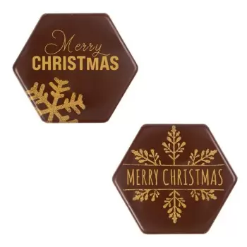 Belgian Chocolate Decoration- Merry Christmas - Dark - 120 pcs