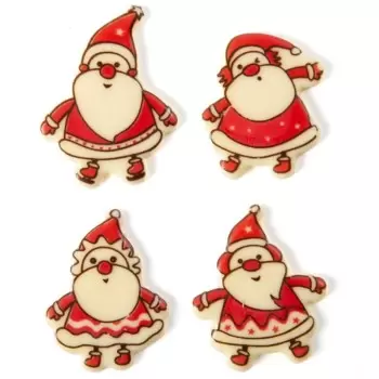 Belgian Chocolate Decoration - Santa - White - 120 pcs