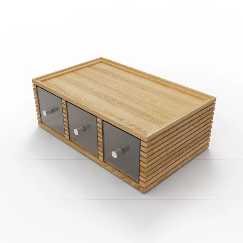 Craster Flow Oak Triple Bread Box 349 × 530 × 190mm