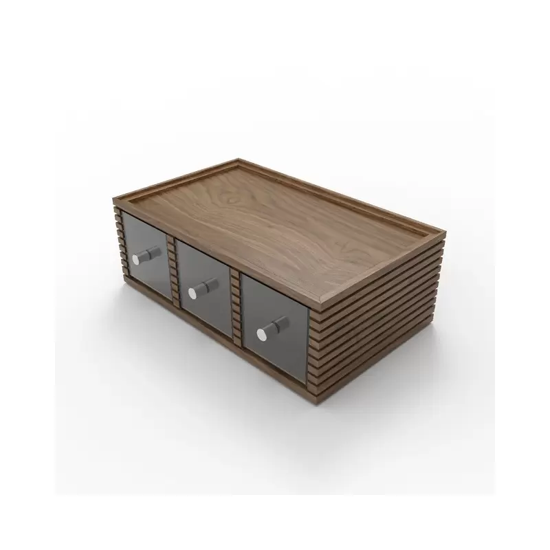 Craster Flow Walnut Triple Bread Box 349 × 530 × 190mm