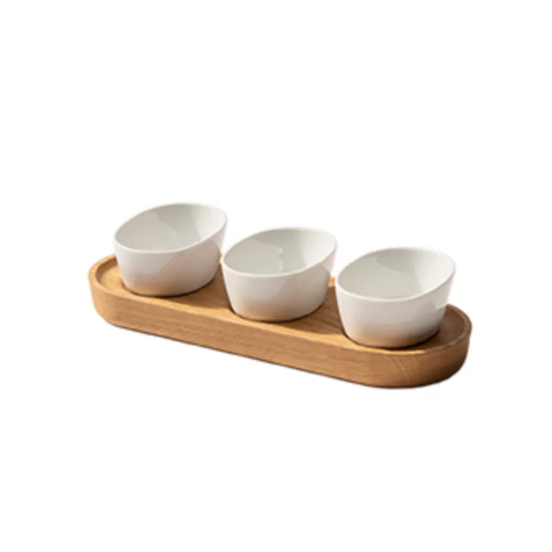 Craster Oak Porcelain condiment set 260 × 100 × 65 mm