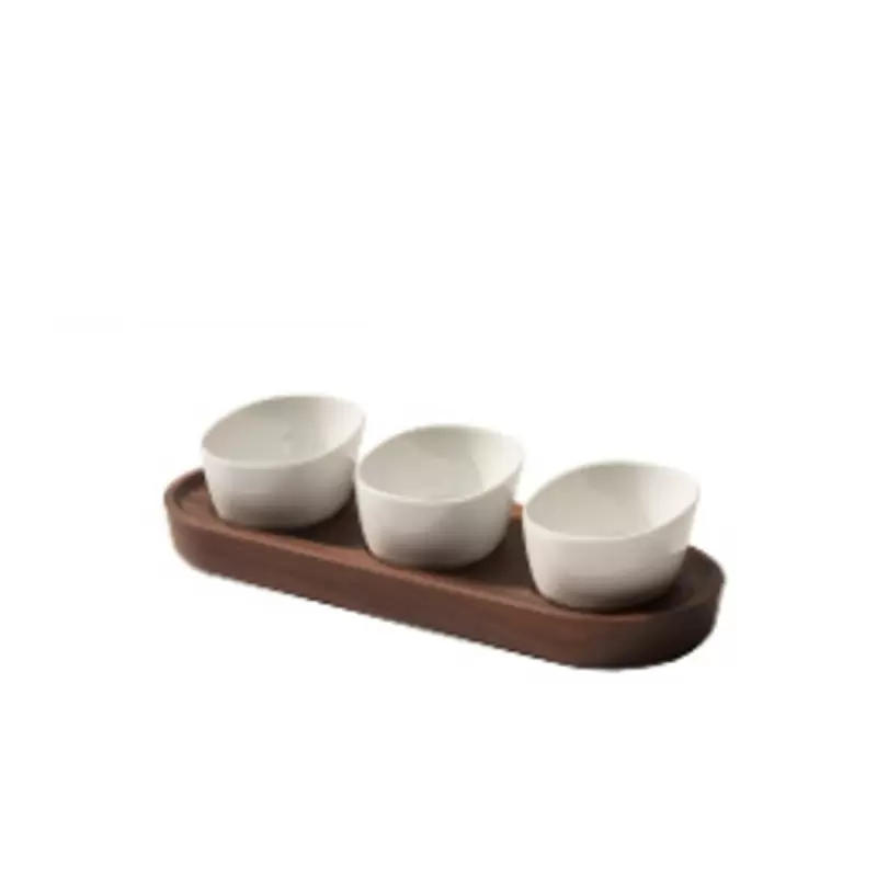 Craster Walnut Porcelain condiment set 260 × 100 × 65 mm