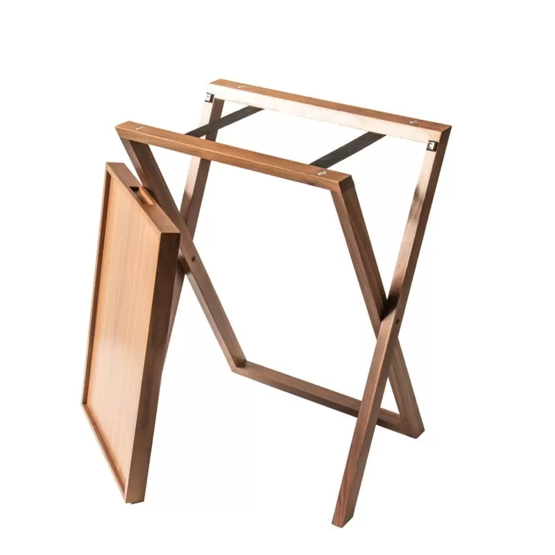 Craster Folding Walnut Tray Table Tall – Locking 600 × 400 × 749 mm