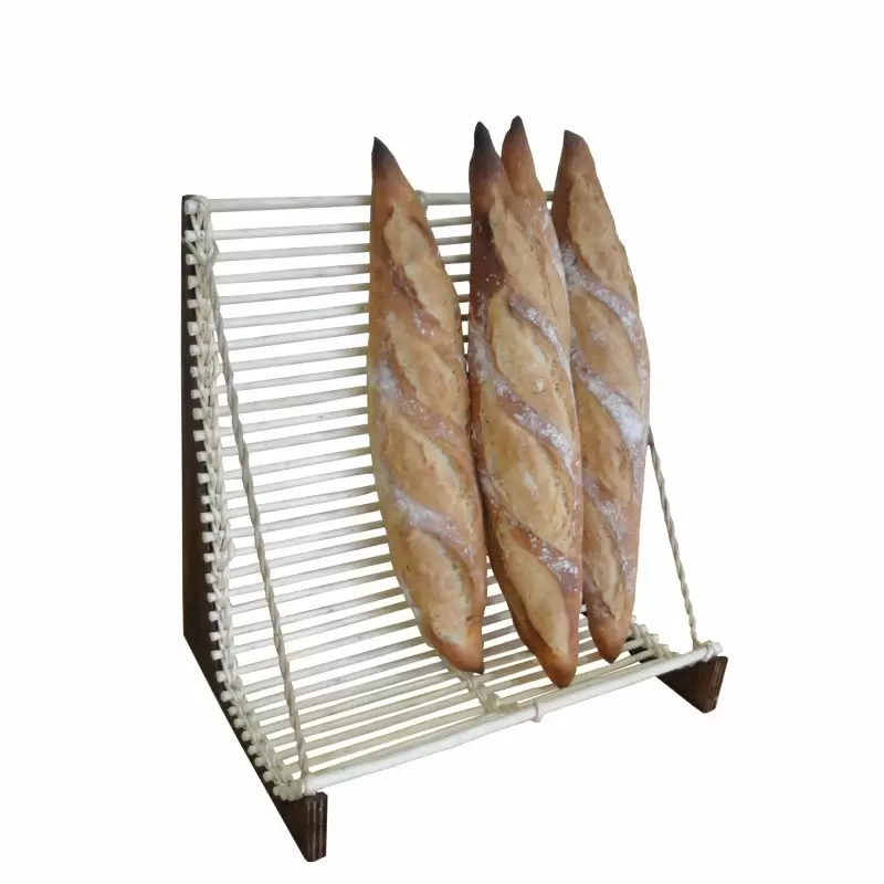 Grid Lined Standing Bread Display on Wooden Base - 40 cm x 30 cm x H 40 cm