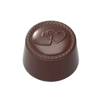 Polycarbonate Linked Hearts Chocolate Praline Mold - 29 mm x 29 mm x 19 mm - 21 cavity - 12.3gr