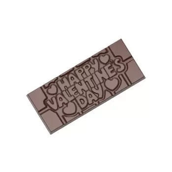 Polycarbonate Happy Valentine's Day Chocolate Bar Tablet Mold - 118 mm x 50 mm x 8 mm - 4 cavity - 45gr