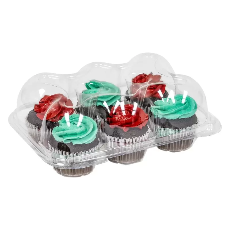 Clear Plastic Cupcake Container For 6 Cupcakes - 9.63" x 6.88" x 3.7" - 150 pcs