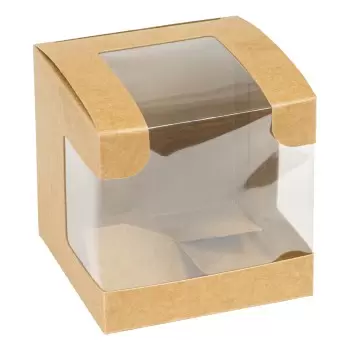 Brown Kraft Cookie and Confections Box with Window - 4" Square - 200 pcs