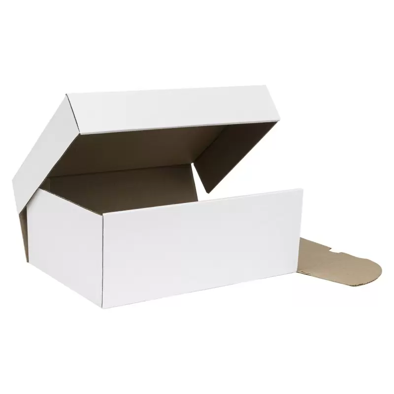 White Corrugate Kraft 1/4 Sheet Cake Box - 14" x 10" x 5.5" - 50 pcs