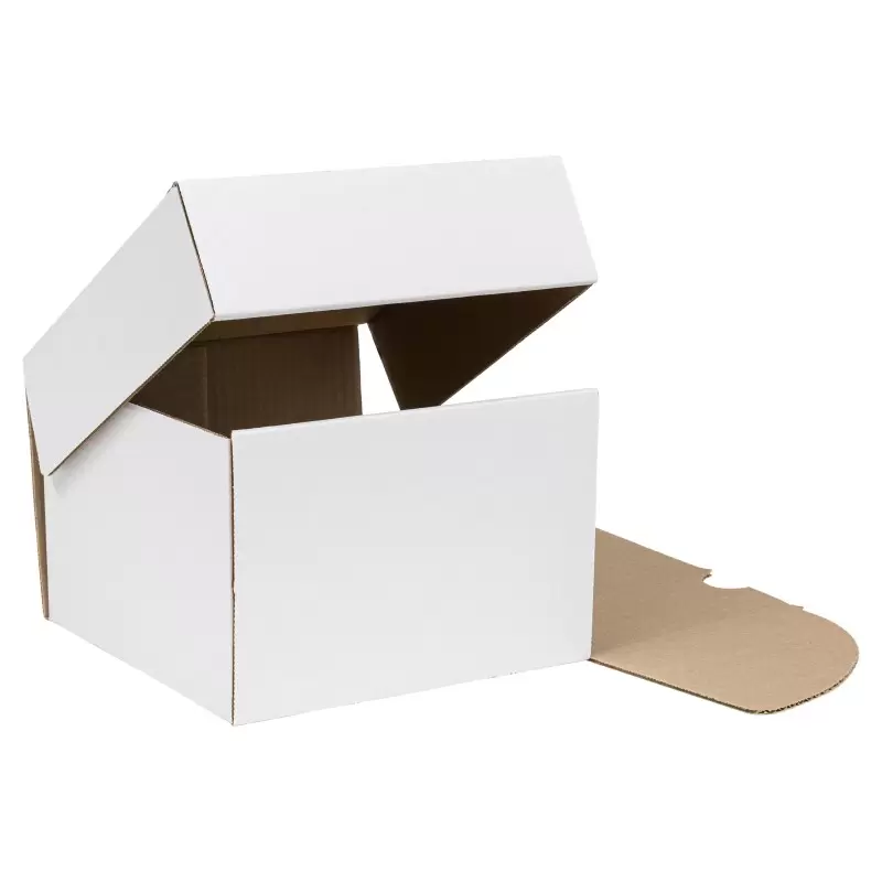 White Corrugate Kraft 8" Cake Box - 8" x 8" x 5.5" - 50 pcs