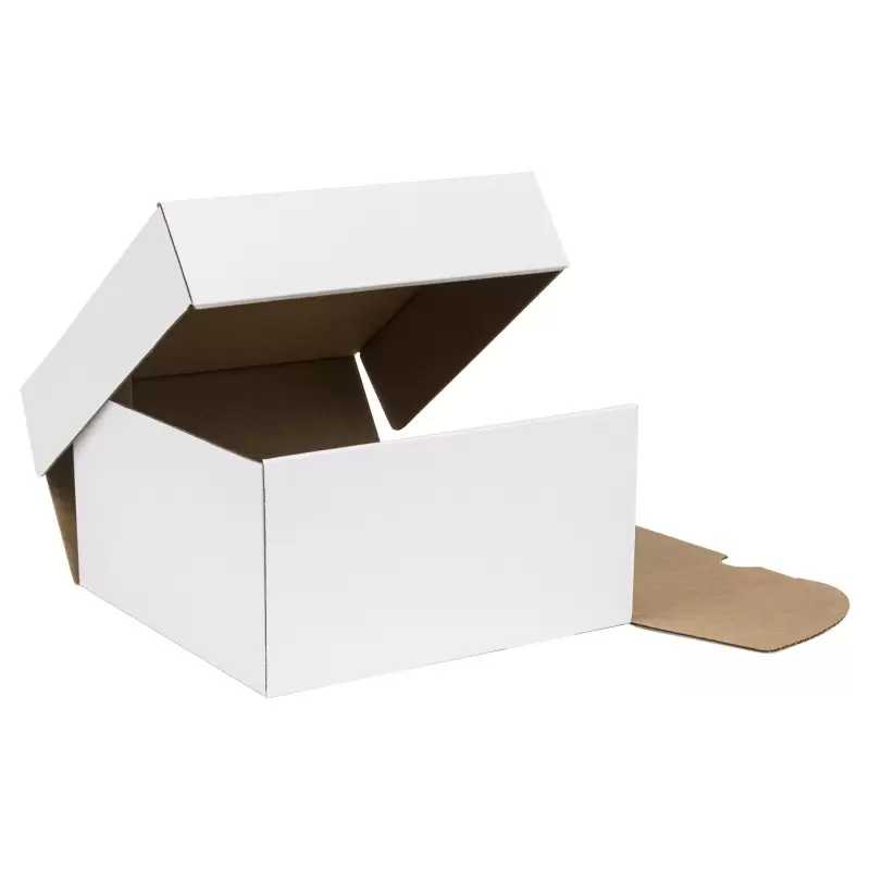 White Corrugate Kraft 10" Cake Box - 10" x 10" x 5.5" - 50 pcs