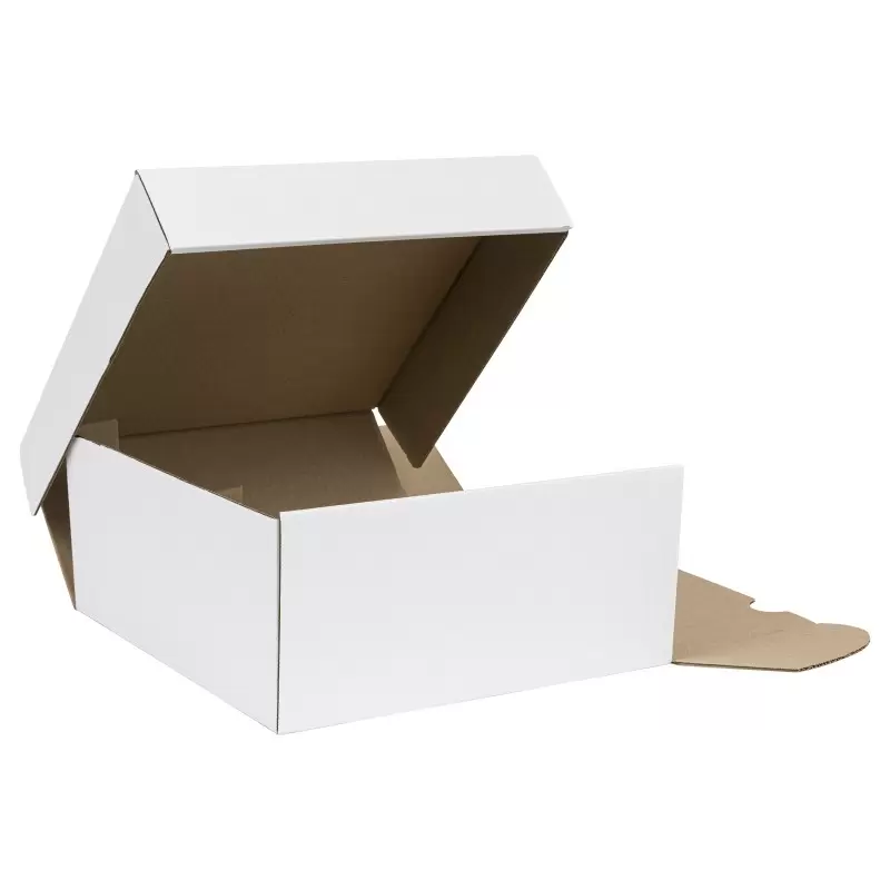 White Corrugate Kraft 12" Cake Box - 12" x 12" x 5.5" - 50 pcs