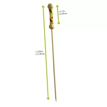 PacknWood Bamboo Pick With Natural Beads And Yellow Design - 4.4'' - 2000 pcs