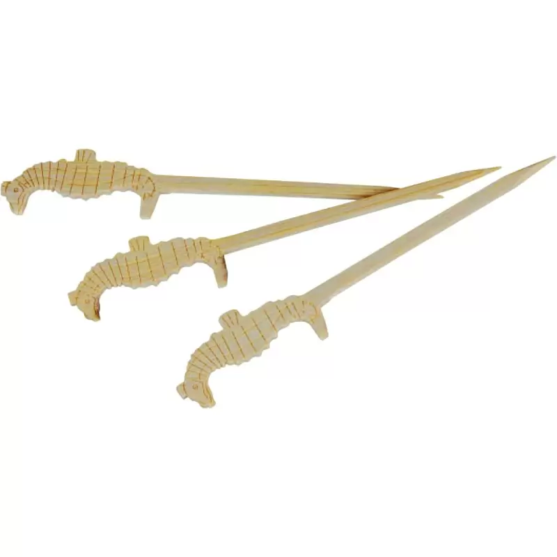 PacknWood Tokain Bamboo Seahorse Pick - 3.5'' - 2000 pcs