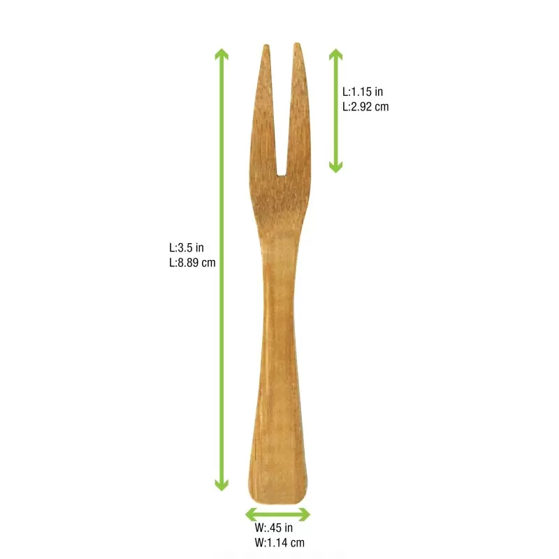 PacknWood Bamboo Mini Fork - 3.5'' - 500 pcs