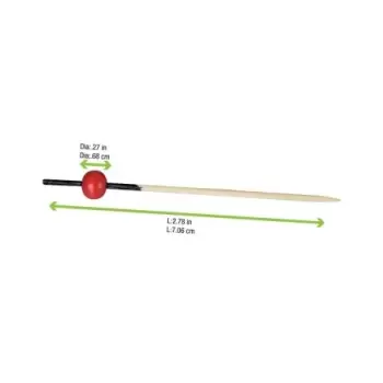 PacknWood Bamboo Pick With 1 Red Bead & Black End - 2.8'' - 2000 pcs