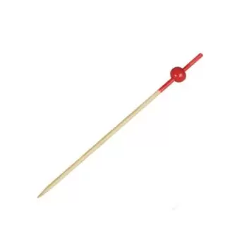 PacknWood Bamboo Pick With 1 Red Bead & Red End - 3.5'' - 2000 pcs