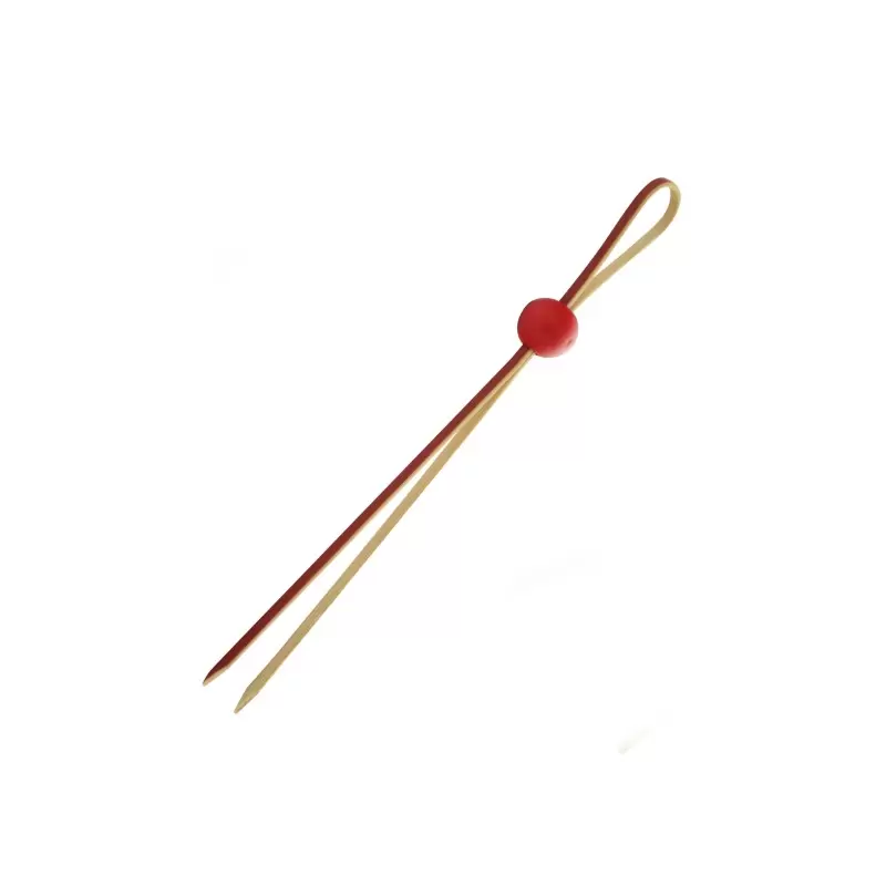 PacknWood Bamboo Double Pick With Red Adjustable Ball - 5.3'' - 1000 pcs