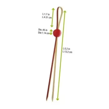 PacknWood Bamboo Double Pick With Red Adjustable Ball - 5.3'' - 1000 pcs