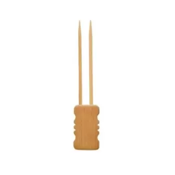 PacknWood Double Prong Bamboo Skewer With Block End - 3.94'' - 480 pcs