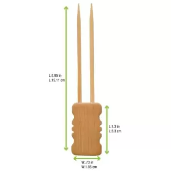 PacknWood Double Prong Bamboo Skewer With Block End - 5.9'' - 480 pcs