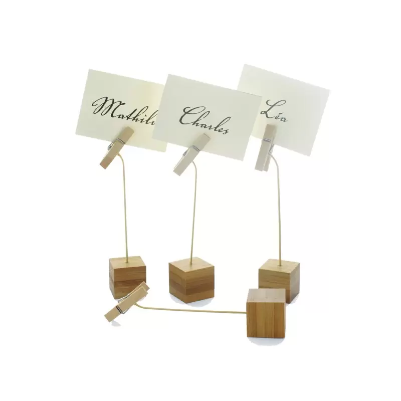 PacknWood Sign Clip With Bamboo Base - H:5.1'' Base:0.9 x 0.9'' - 144 pcs