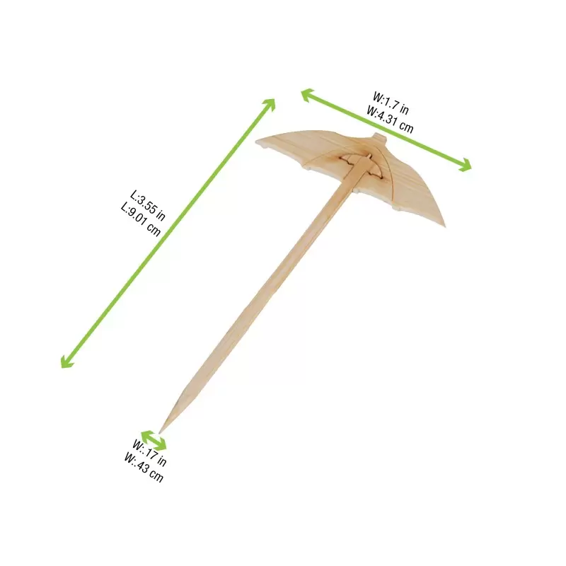 PacknWood Bamboo Umbrella Pick - 3.5'' - 2000 pcs