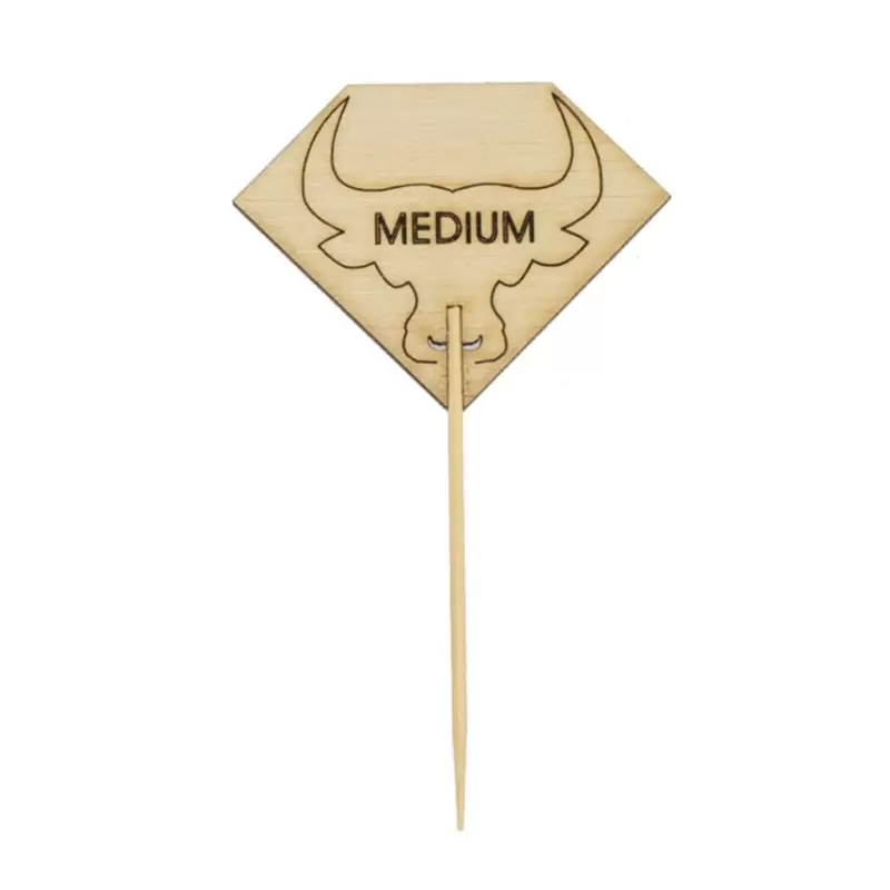 PacknWood Diamond Shaped Steak Markers With Bull Head Medium - H:3.7'' W:2.1'' - 1000 pcs