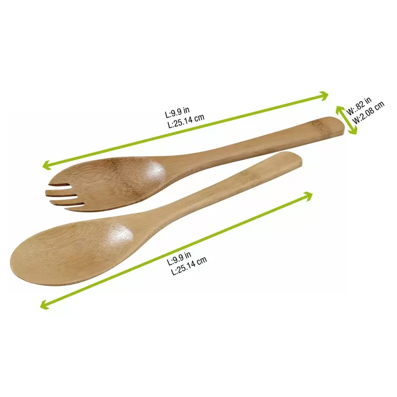 PacknWood Bamboo 2 Piece Serving Set - 10'' - 50 pcs