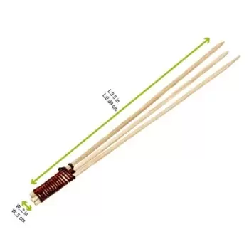 PacknWood Bamboo Skewer 3 Prong With Tied End - 3.14'' - 2000 pcs