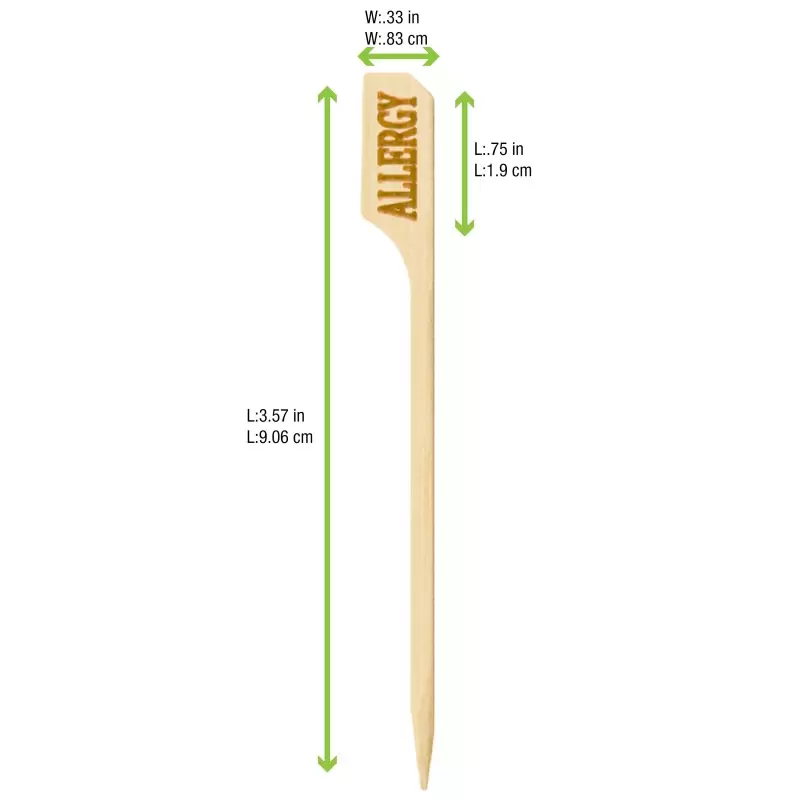 PacknWood Food Information Picks Allergy - H:3.5'' x W:0.03'' - 1000 pcs