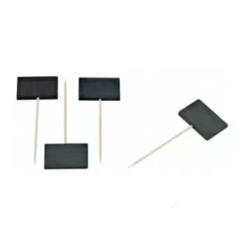 PacknWood Bamboo Pick With Black Slate End - 3.5'' Board Diam.2 x 1.25'' - 400 pcs