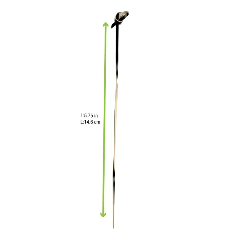 PacknWood Black Bamboo Looped Skewer With Twisted Stem - 5.9'' - 2000 pcs