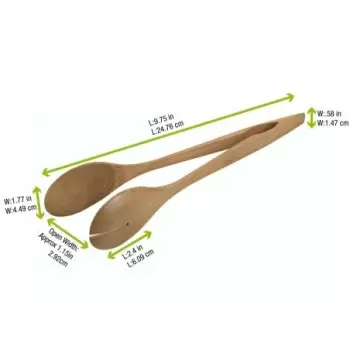 PacknWood Bamboo Serving Tongs - 10'' - 50 pcs