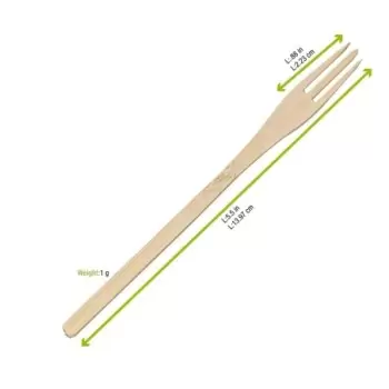 PacknWood Bamboo Fork - 5.5'' - 500 pcs