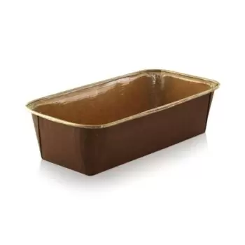 PacknWood Free Standing Rectangular Kraft Paper Baking Mold - 25oz L:6.3'' W:2.5'' H:2'' - 200 pcs