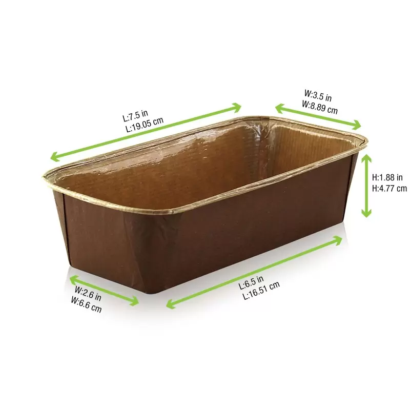 PacknWood Free Standing Rectangular Kraft Paper Baking Mold - 25oz L:6.3'' W:2.5'' H:2'' - 200 pcs