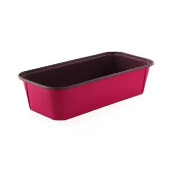 PacknWood Free Standing Rectangular Pink Paper Baking Mold - 25oz L:6.3'' W:2.5'' H:2'' - 200 pcs