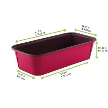 PacknWood Free Standing Rectangular Pink Paper Baking Mold - 25oz L:6.3'' W:2.5'' H:2'' - 200 pcs