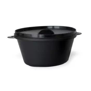 PacknWood Small Black Casserole Dish With Lid - 12oz 5 x 4 x 3'' - 144 pcs