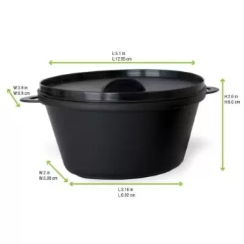 PacknWood Small Black Casserole Dish With Lid - 12oz 5 x 4 x 3'' - 144 pcs